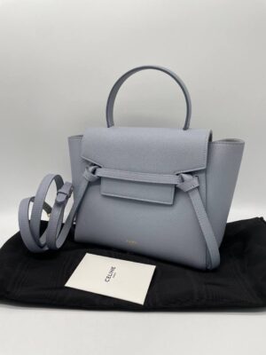 Used in very good condition Celine Nano Belt Bag y.2020 สีเทาอมฟ้า