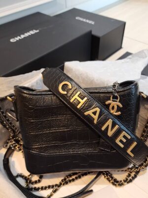 Used like new Chanel Gabrielle Croc small size Holo 28 fullset original Receipt