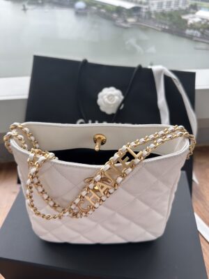 Chanel Small Hobo Bag 22s White Caviar GHW