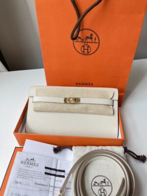 🤍New Hermes Kelly Togo Epsom Craie #B GHW