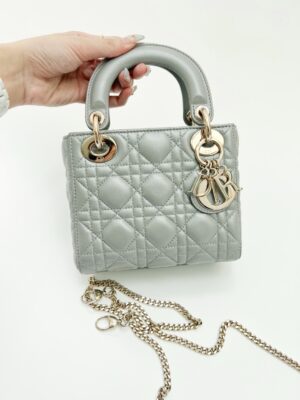 ❤️‍🔥🎉Like new Lady Dior Mini Grey Pearly y.18