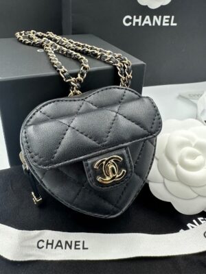 Chanel หัวใจคล้องคอดำ lghw  holo32