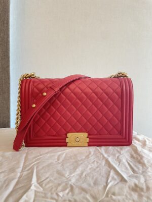 Like new Chanel BOY 10” in Red GHW holo 24