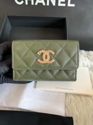 New Chanel Card Holder เขียวเหนี่ยวทรัพย์ LGhw caviar