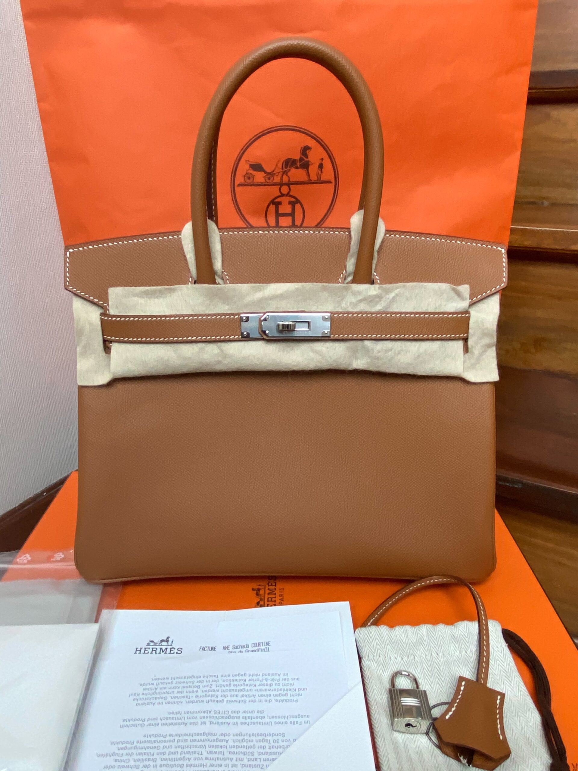 Used very like new Hermes Birkin30 gold epsom phw #U