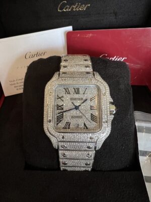 Cartier santos full diamond size L มีวันที่