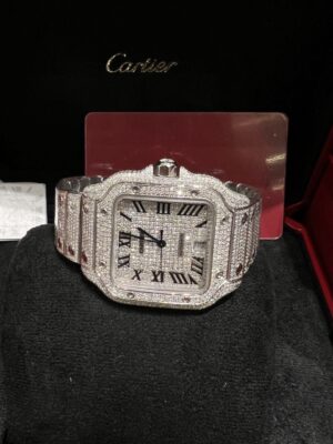 Cartier santos full diamond size L มีวันที่