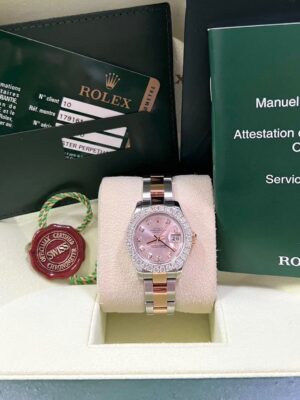 👑Rolex Lady datejust Ref.179161 Ladysize​ 26mm. ✅Fullsetใบไทย​ ปี2010 ✅หน้าPinkหลักเพชร