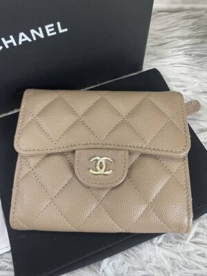 Very good con Chanel trifold wallet new plate ghw