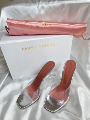 Amina Muaddi Lupita 95mm transparent mules