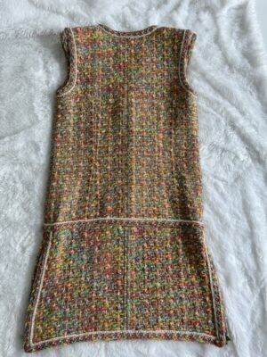 Used very good condition Chanel Multicolor Tweed Pocketed Sleeveless Short Dress Size M