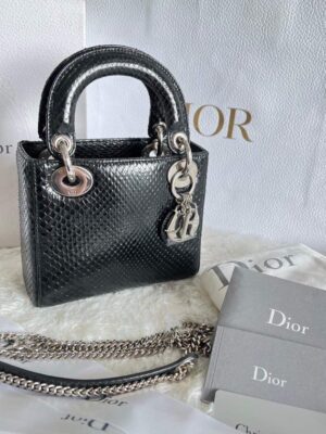 Dior Lady Mini Black Python