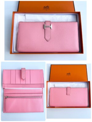 Used in good condition Hermes Bearn Wallet Rose Confetti Epsom Phw stamp T (2015)