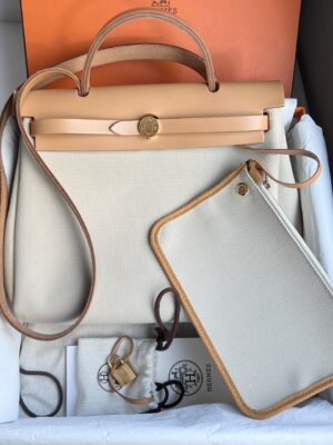 Used like very new Hermes Herbag natural 31 sac beton Ghw อะไหล่ทอง StampU