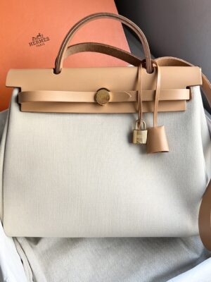 Used like very new Hermes Herbag natural 31 sac beton Ghw อะไหล่ทอง StampU