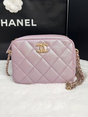 🌟New Chanel Camera7.5” Bag Iridescent Caviar Microchip