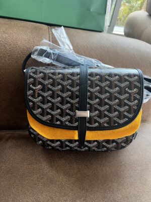 New Goyard Belvedere PM Bag Black Goyardine Palladium Hardware