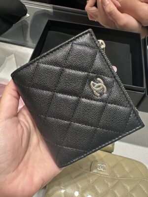 New Chanel Bi-Fold Black Caviar Short Wallet in LGHW with Serial Code