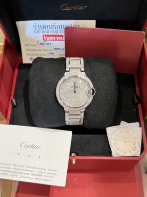 Cartier ballon bleu 36mm full diamond custom