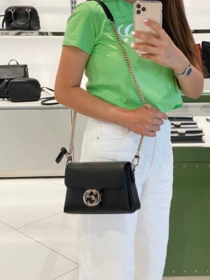 New Gucci White Interlocking Gg Mini Leather Crossbody ปี2022