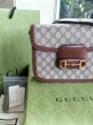 NEW!!! Gucci Horsebit 1955 Small in Beige & Ebony Supreme