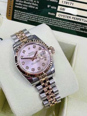 Used Rolex Datejust Lady Size 26 mm.✅หน้าชมพู pink หลักเพชร