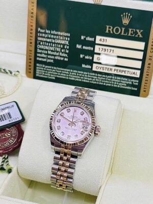 Used Rolex Datejust Lady Size 26 mm.✅หน้าชมพู pink หลักเพชร