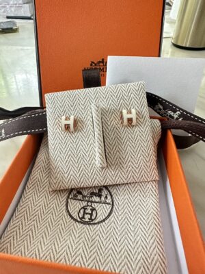 New Hermes Earrings ขาว rose gold