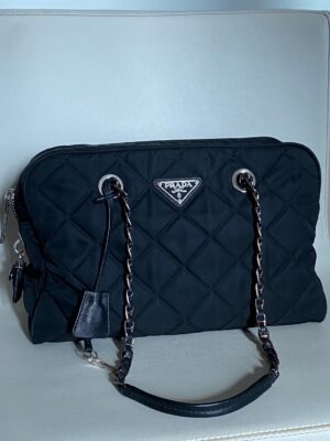 Prada Quilted Tessuto Nylon Impuntu Chain Shoulder Bag