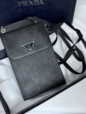 Used once Prada phone case with card holder saffiano