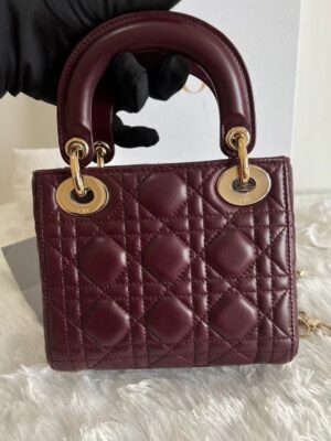 Lady Dior Mini Burgundy GHW