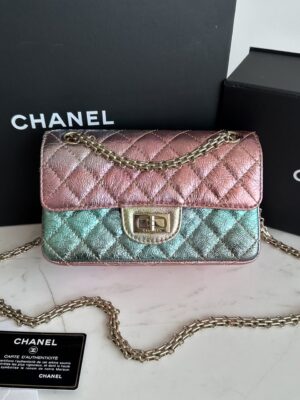 Like New Chanel Re-issued flap bag mini Rainbow Holo30