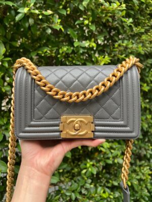 🔥Like new 🔥Chanel Boy 8 in dark grey microchip 22A