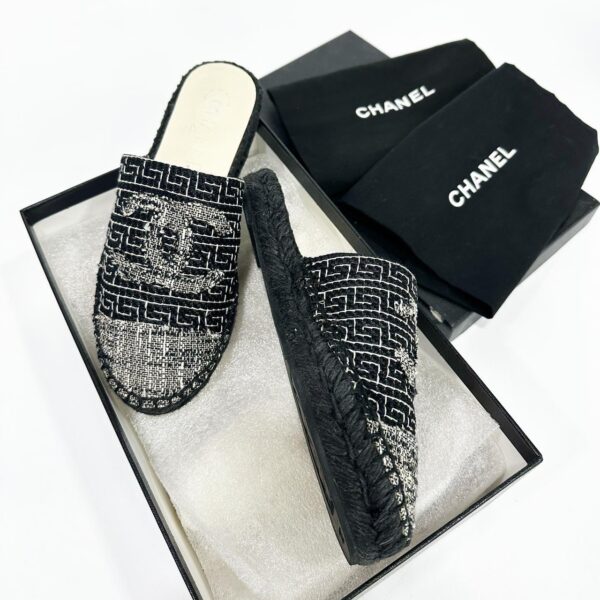 Chanel Tweed Mule Slide Sandals