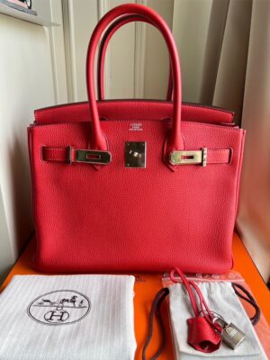 Used in Good Condition!! Hermes Birkin30 in Rouge Pivoine Togo Phw St: R