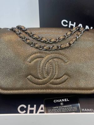 Good Condition !! Chanel timeless flap bag medium Caviar holo14