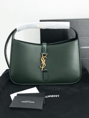 (New!) YSL LE 5 À 7 Hobo Bag Smooth Leather สีเขียวเข้ม