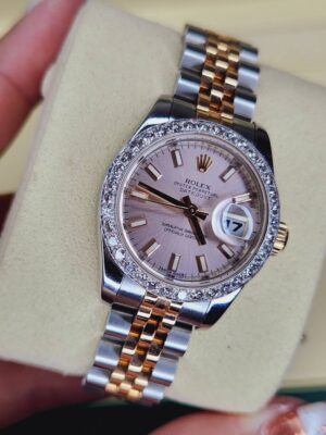 👑Used Rolex Datejust Lady Size26mm. Ref.179171​ series D ✅หน้าPinkเลขขีด